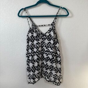 Mossimo Supply Co Black White Geometric Print Spaghetti Strap Tank Top Women L